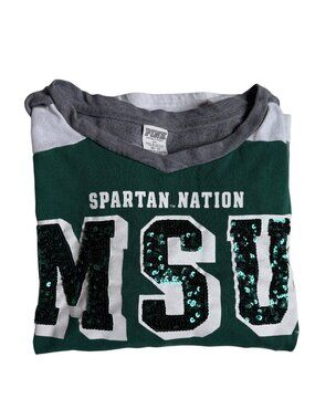 Pink by Victoria's Secret "Spartan Nation" MSU Michigan State Long Sleeve Shirt